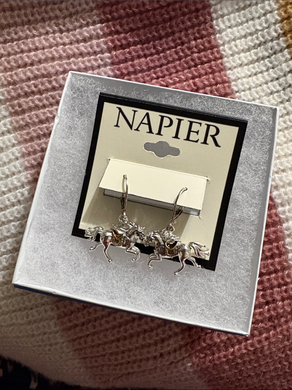 Napier Silver Horse Drop Earrings